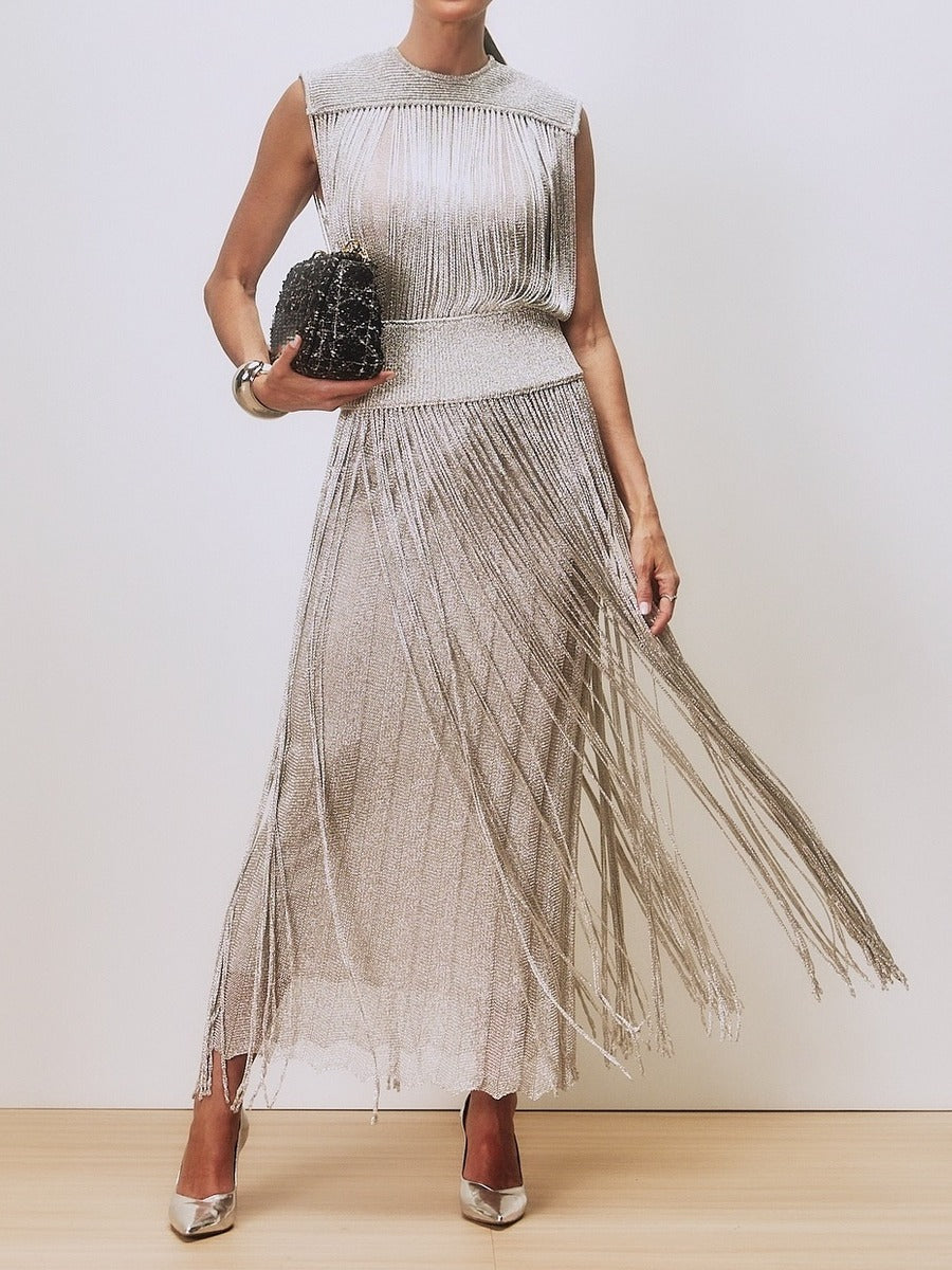 Demure Tassel Holiday Dress