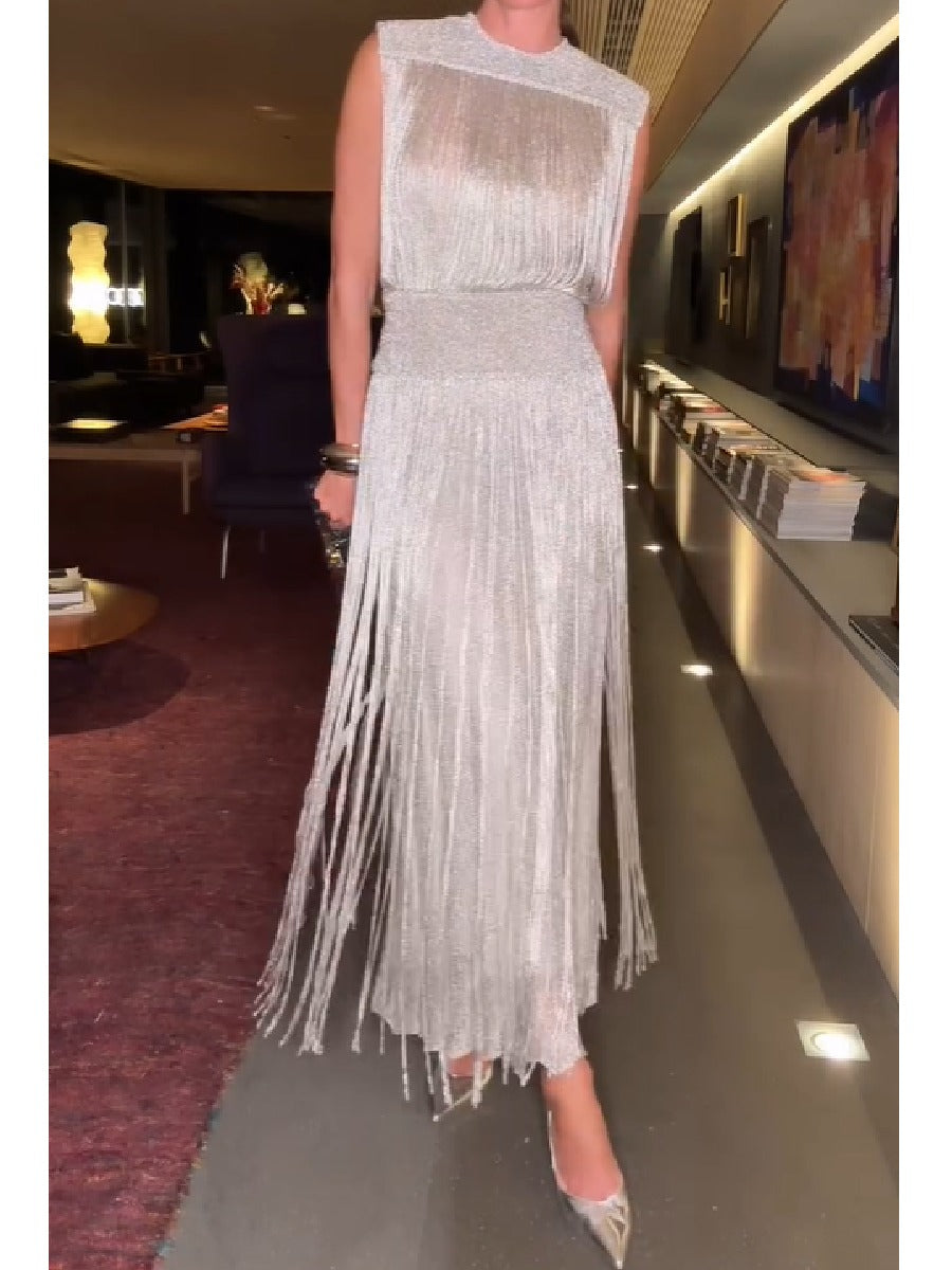 Demure Tassel Holiday Dress
