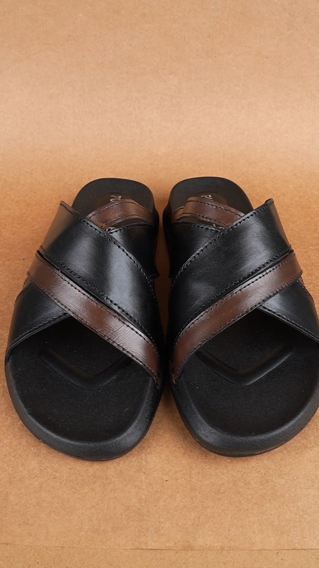 Men's Casual Leather Strap Slides