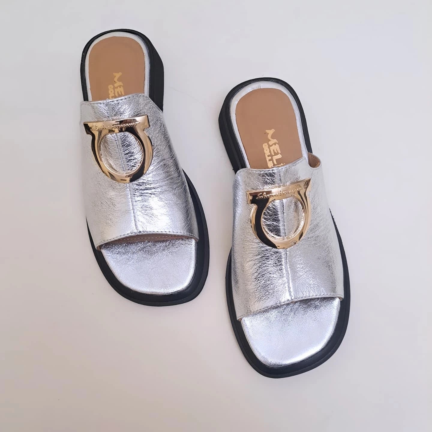 Glam Silver Slip-On Sandals