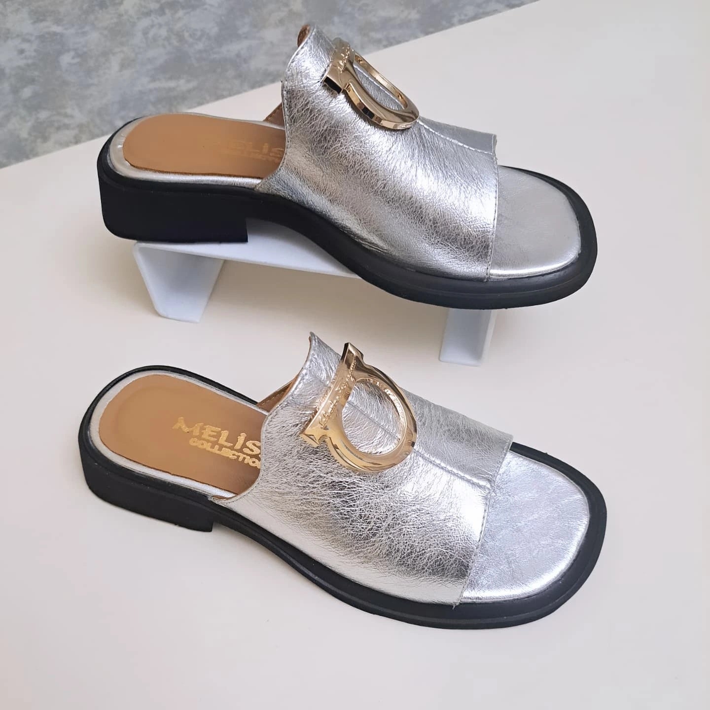 Glam Silver Slip-On Sandals