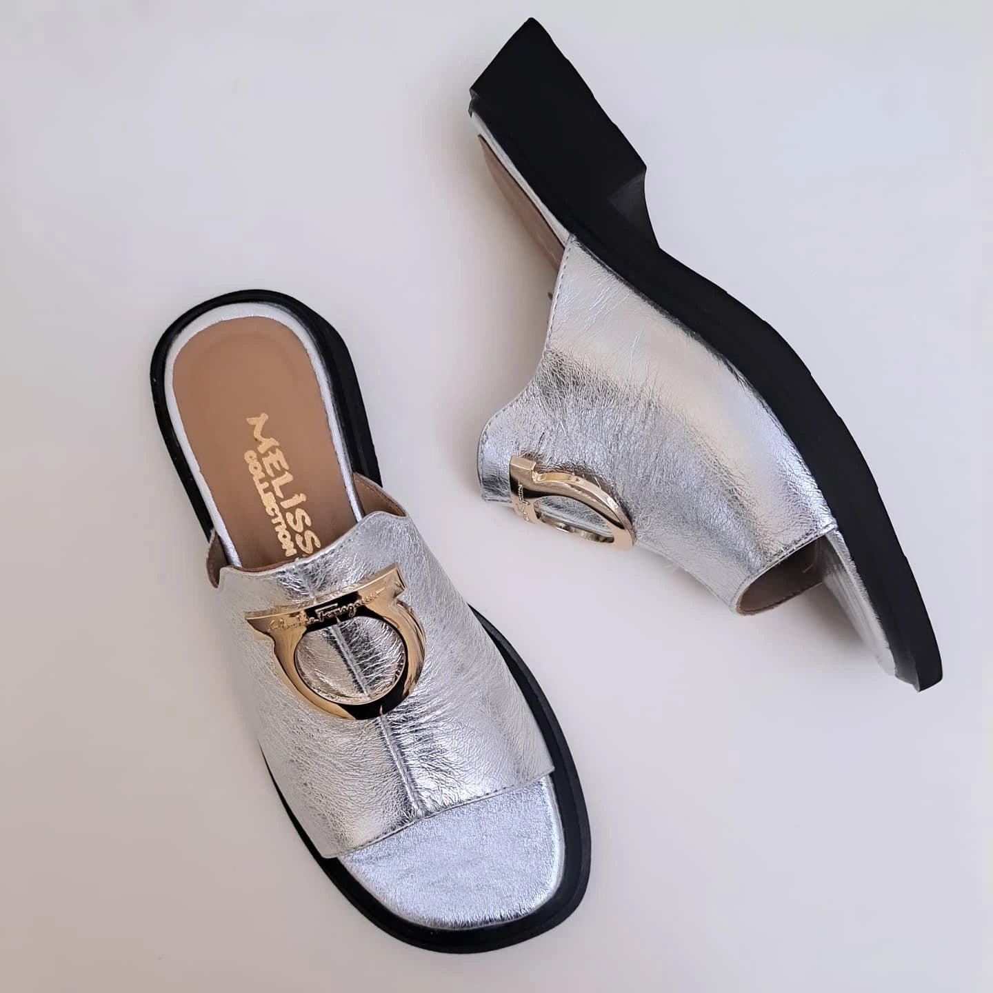 Glam Silver Slip-On Sandals