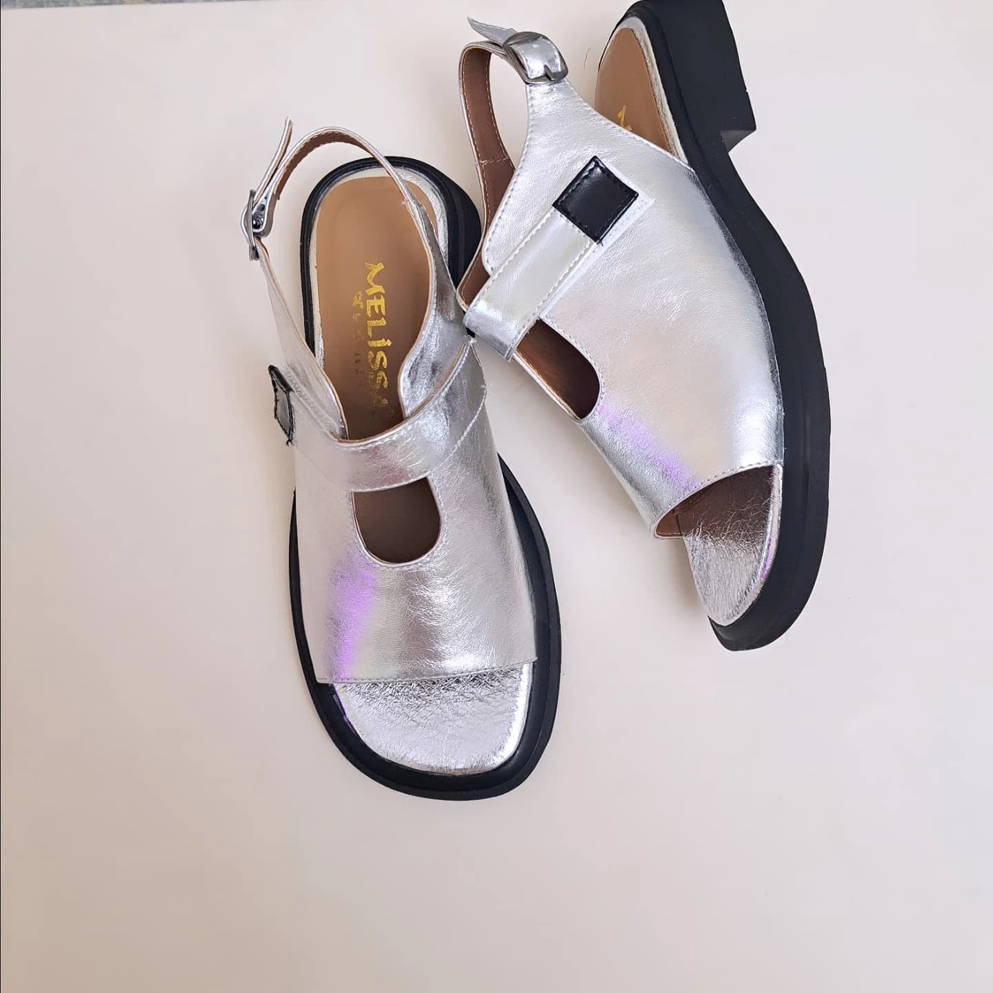Elegant Shiny Metallic Strap Sandals