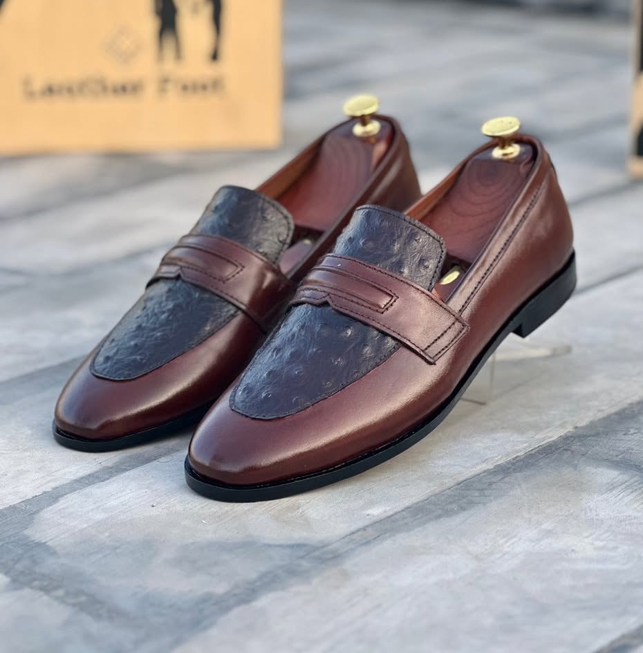 Elegant Brown & Black Leather Loafers