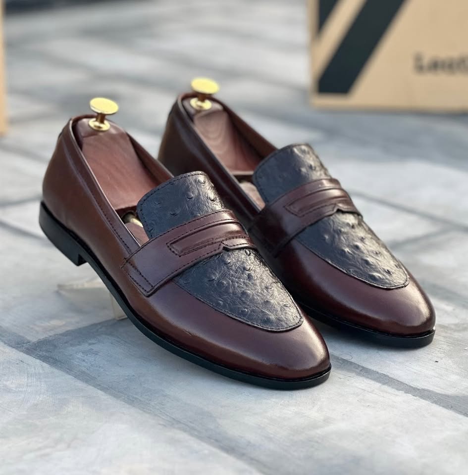 Elegant Brown & Black Leather Loafers