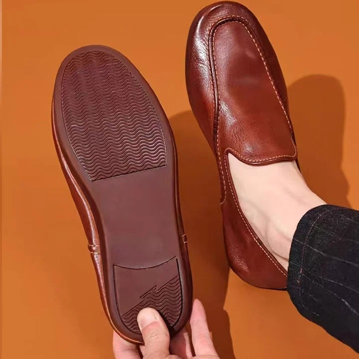 Men's Washed Horse Leather Trendy Wallet Loafers