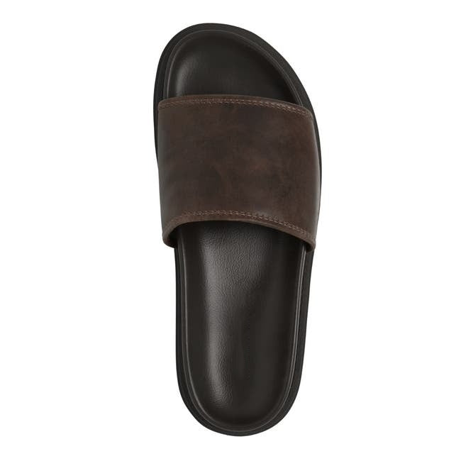 Men's Casual Textured Thick-soled Brown Leather Slippers