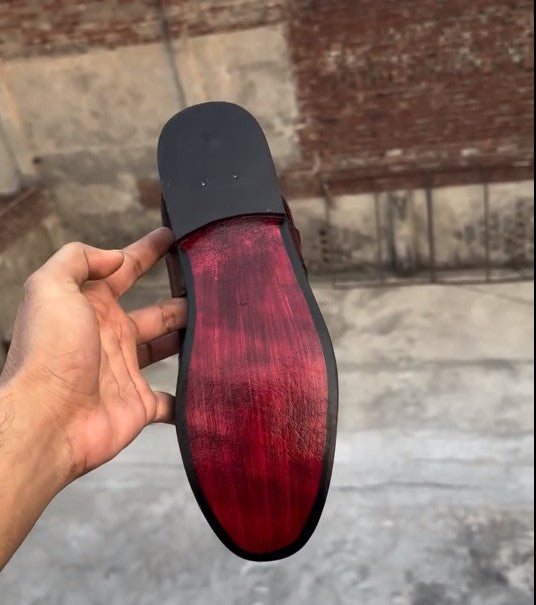 Elegant Reddish Brown Leather Men's Dress Sandals