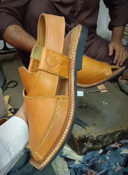 Men's Stitched Square Toe Flat Leather Sandals
