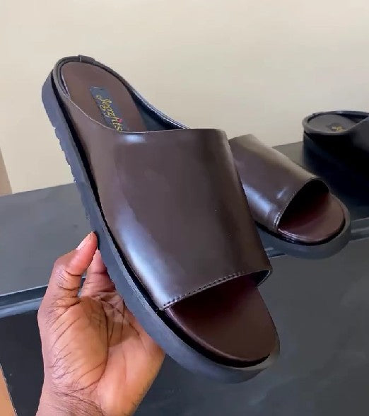 Simple Premium Men's Leather Slippers