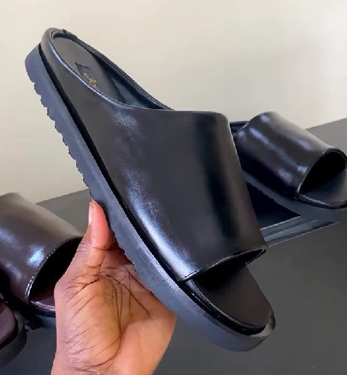 Simple Premium Men's Leather Slippers