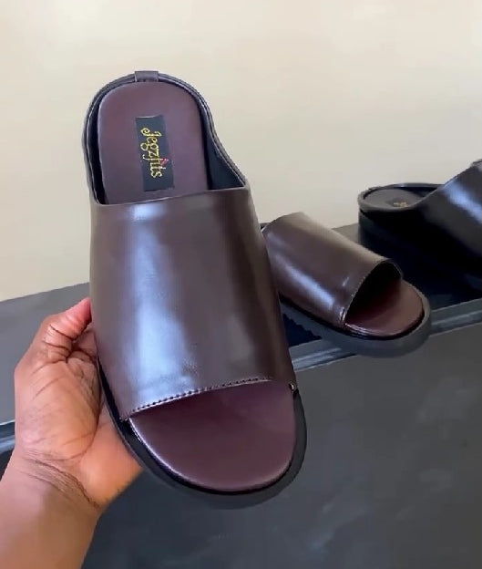 Simple Premium Men's Leather Slippers