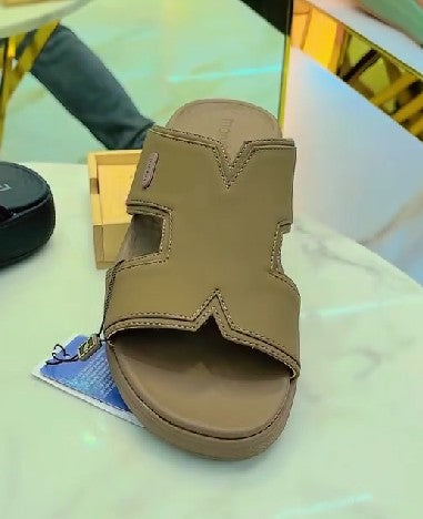 Summer Outdoor Beach Thick-soled Leather Slippers