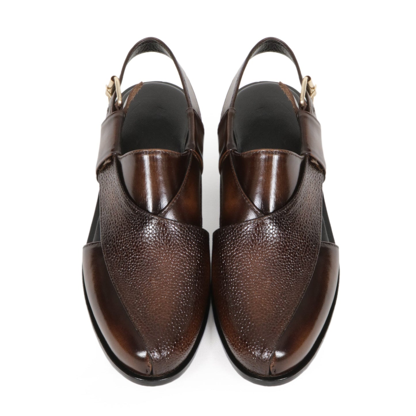 Elegant Men's Leather Sandals With Textured Pattern