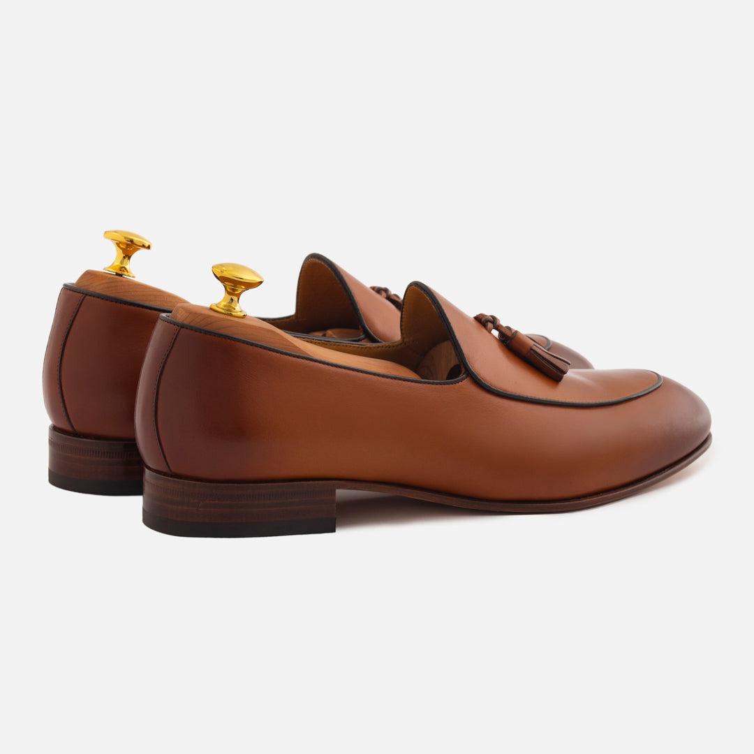 Mens Leather Tassels Loafers Belgian Dress Shoes