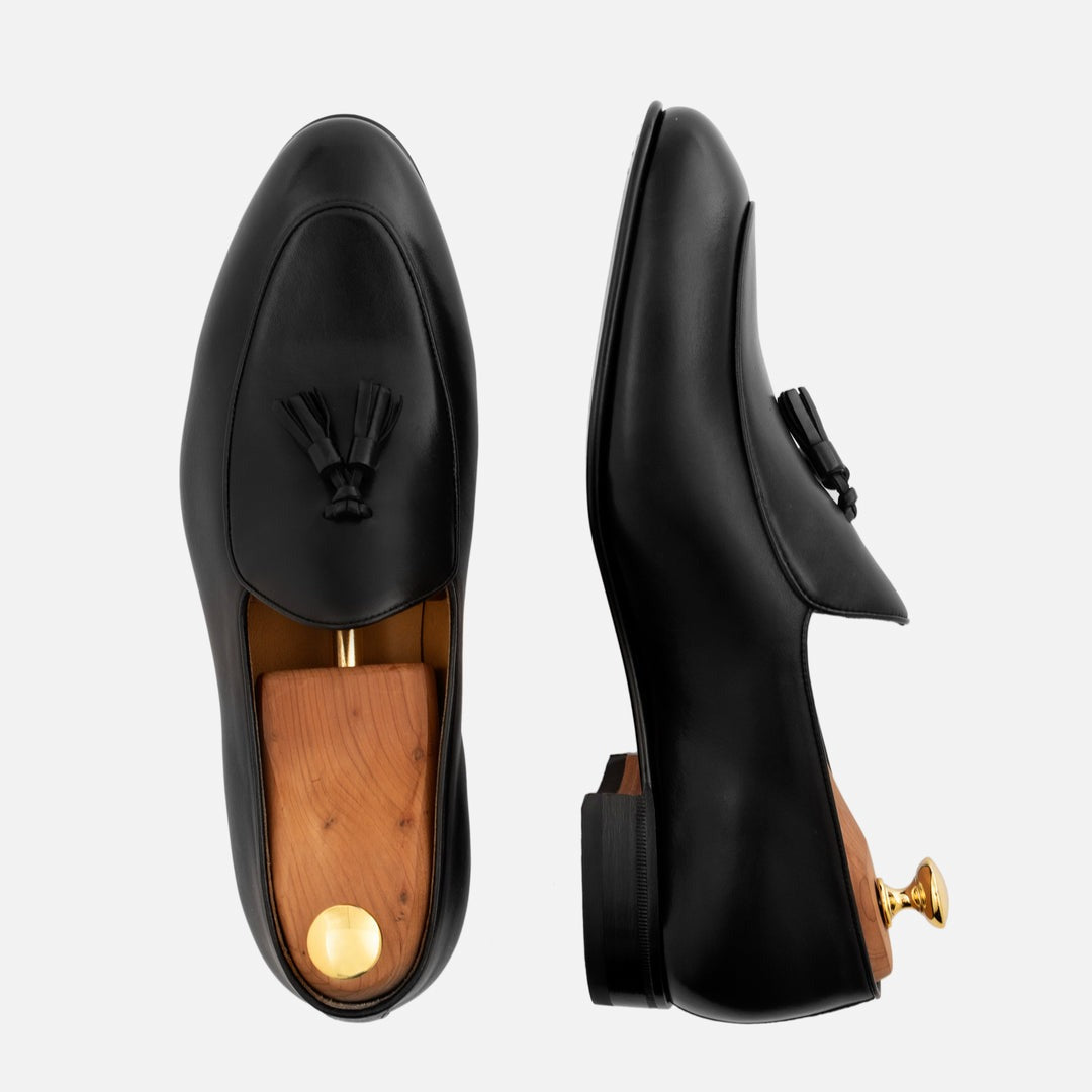 Mens Leather Tassels Loafers Belgian Dress Shoes