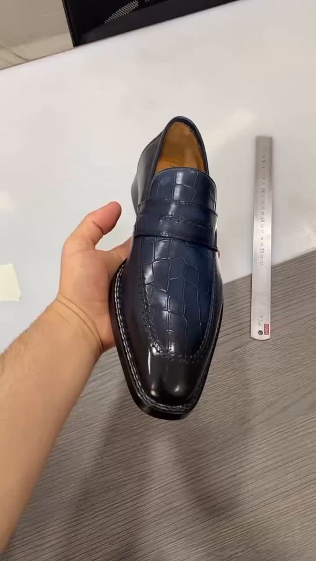 Men's Shoes Texure Patchwork Leather Penny Loafers