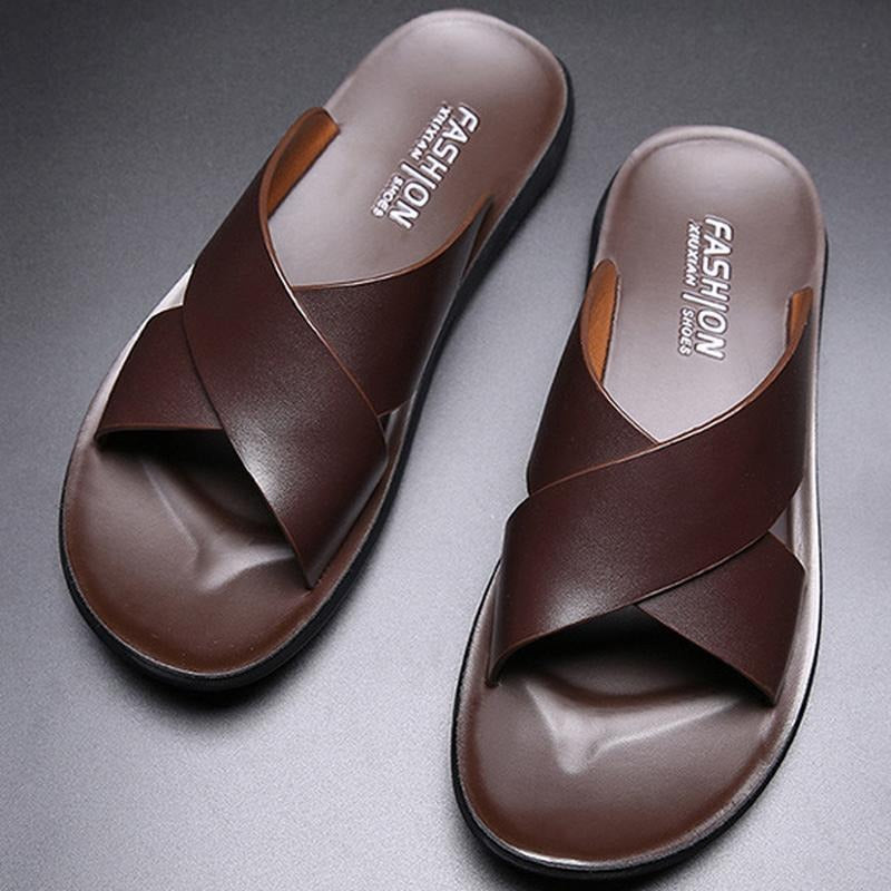 Popular Summer Beach Shoes Leather Slippers