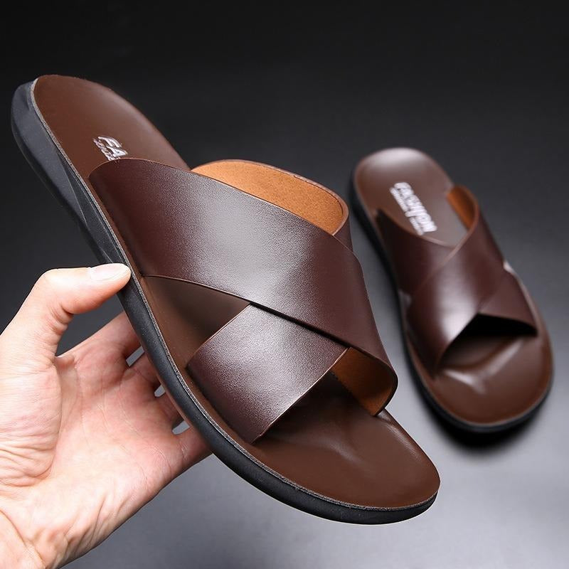 Popular Summer Beach Shoes Leather Slippers
