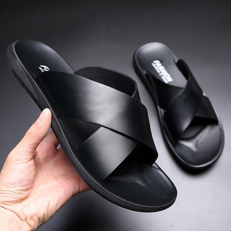 Popular Summer Beach Shoes Leather Slippers
