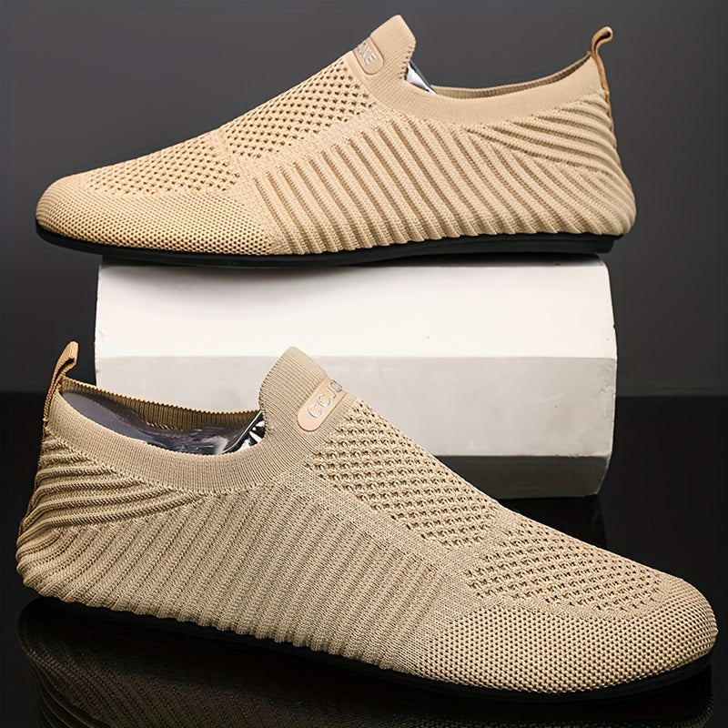Men's Solid Color Slip On Breathable Sock Shoes