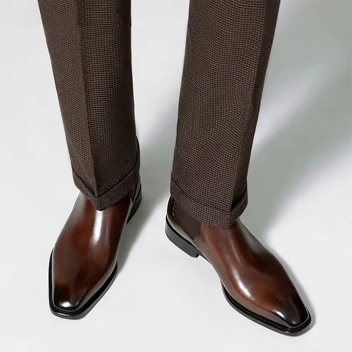 German Calf-Skin Dress Boots/Chelsea Boots For Men