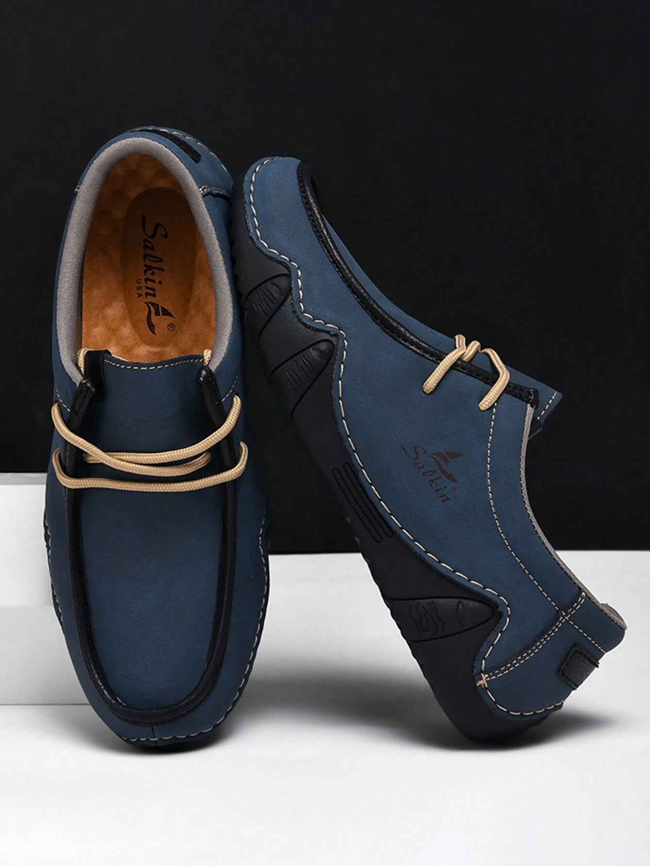 Men's Loafers Handmade Lace-Up Casual Shoes