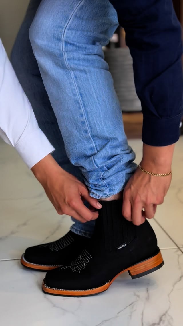 Handmade Embroidered Ankle Boots For Men