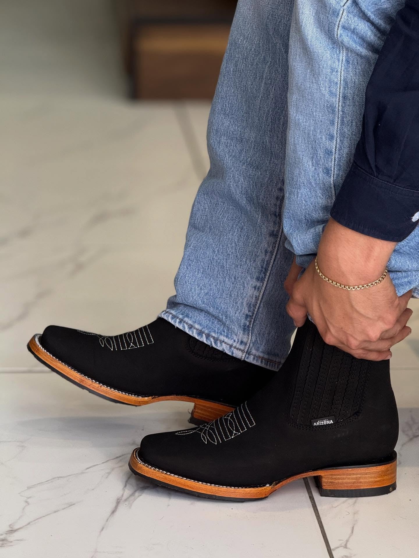 Handmade Embroidered Ankle Boots For Men