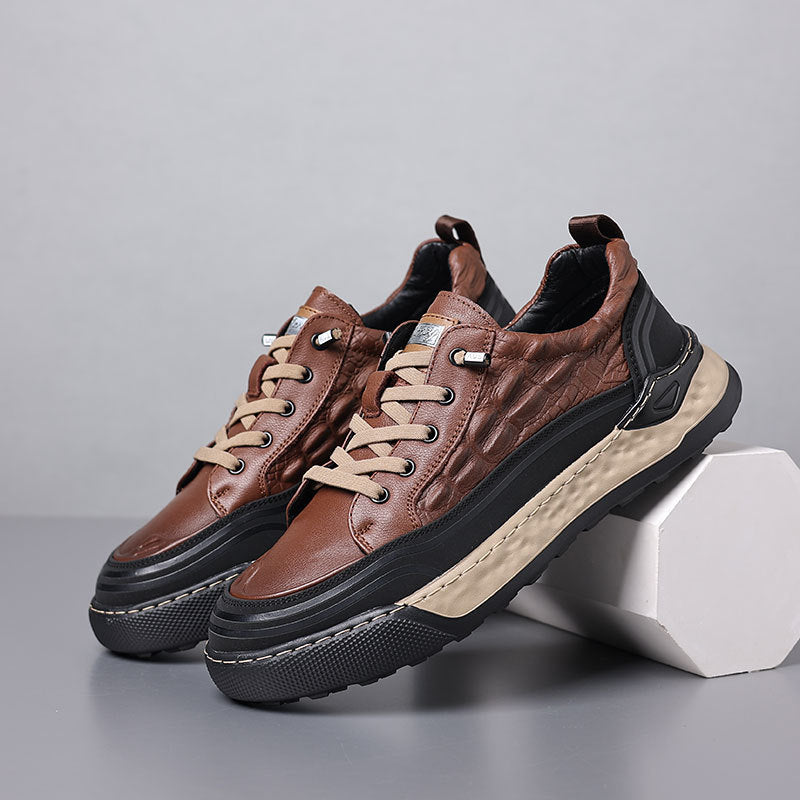 First-layer Cowhide Thick-soled Sneakers