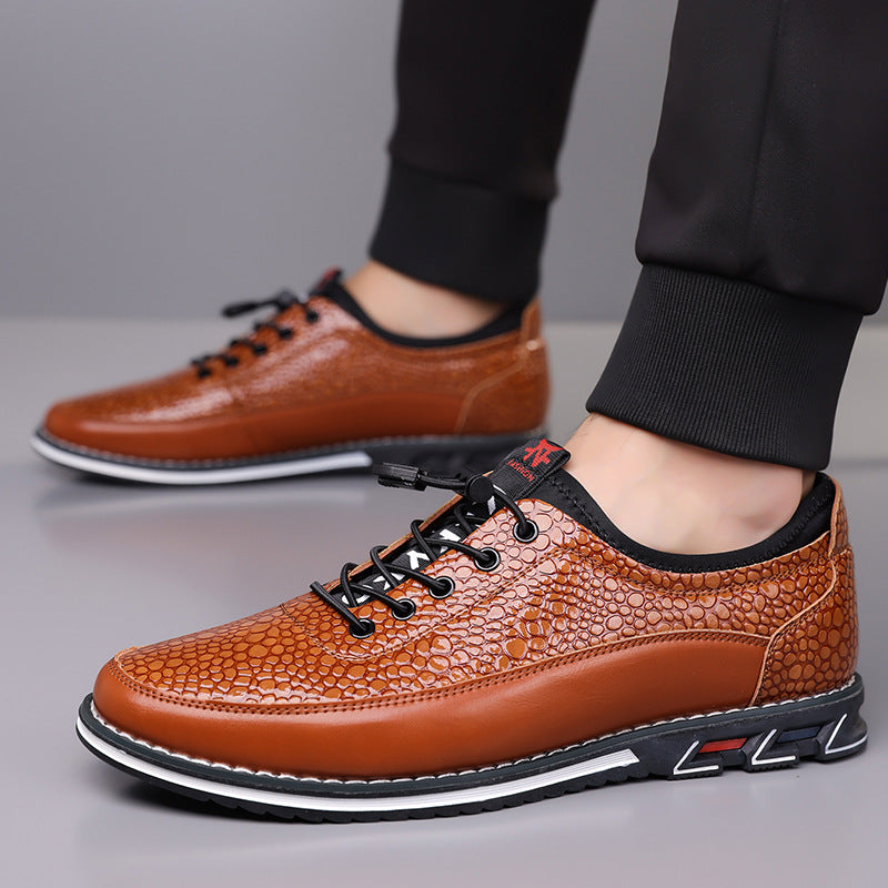 Men's Large Size Textured Leather Shoes