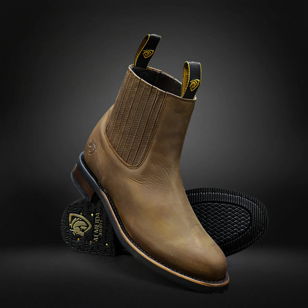 Side Elastics Oval Cowhide Boots
