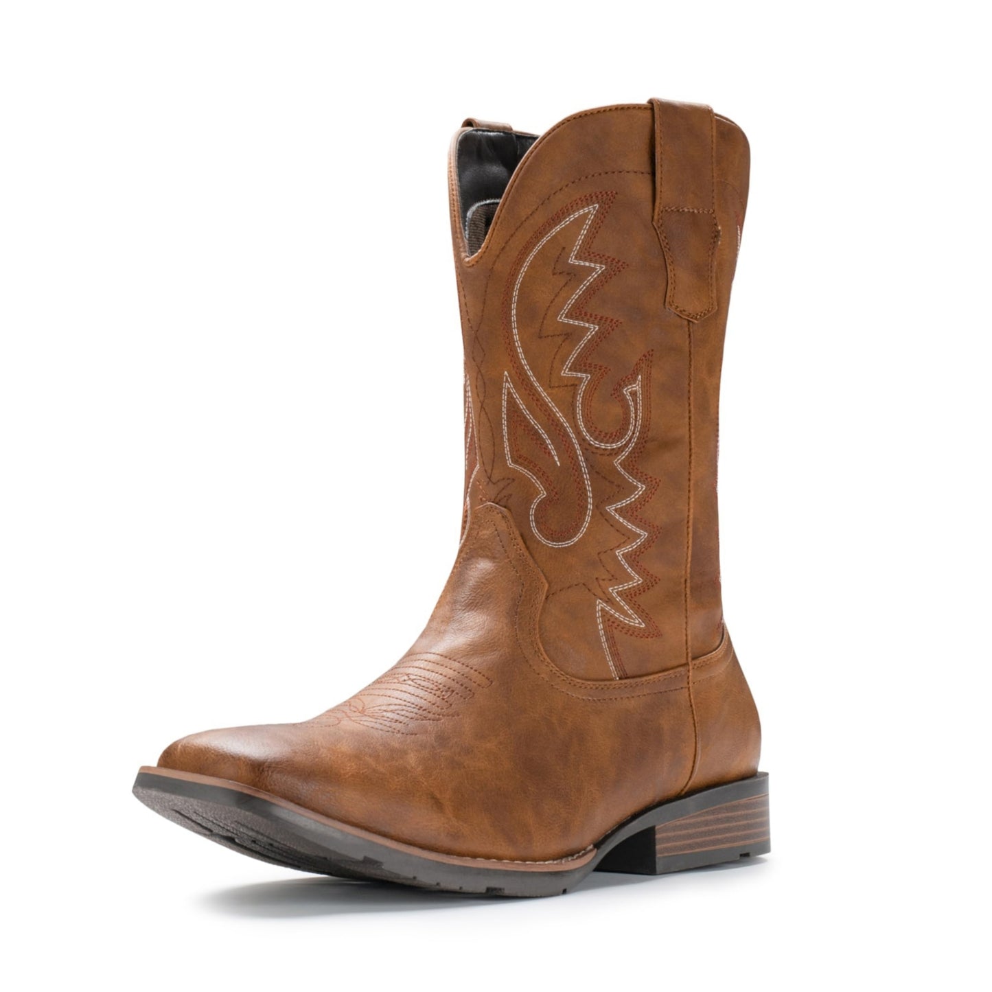 Embroidered Square Toe Western Retro Boot