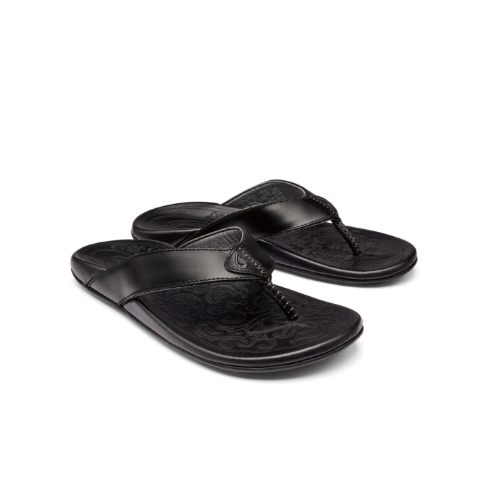 Men's Leather Embroidered Flip-flops