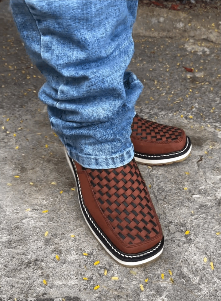 Square-toe Woven Platform Cowboy Boots