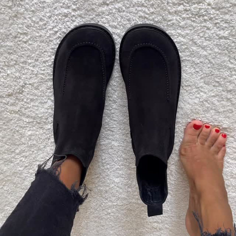 Flat Suede Ankle Boots