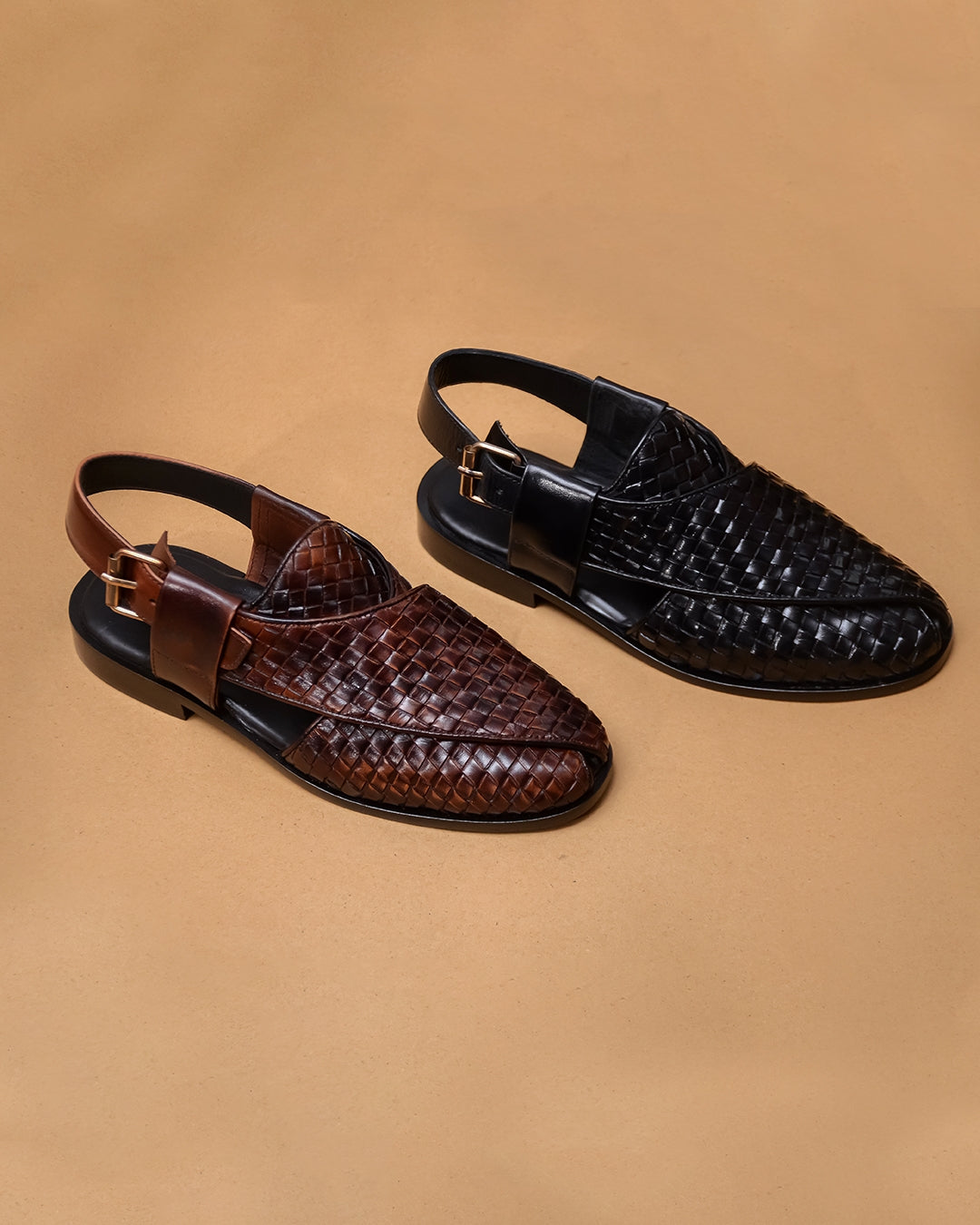 Handcrafted Leather Woven Slip-On Sandals