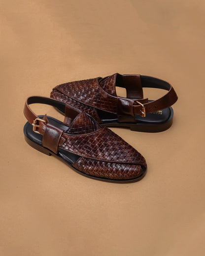 Handcrafted Leather Woven Slip-On Sandals