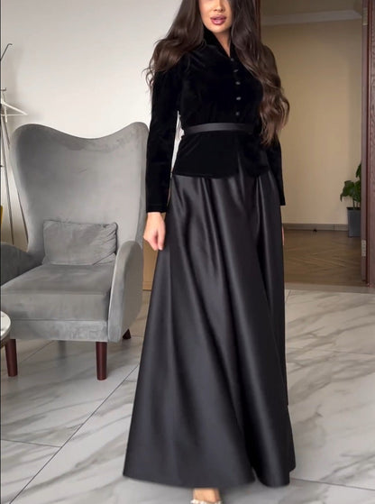 Black Velvet Evening Dress