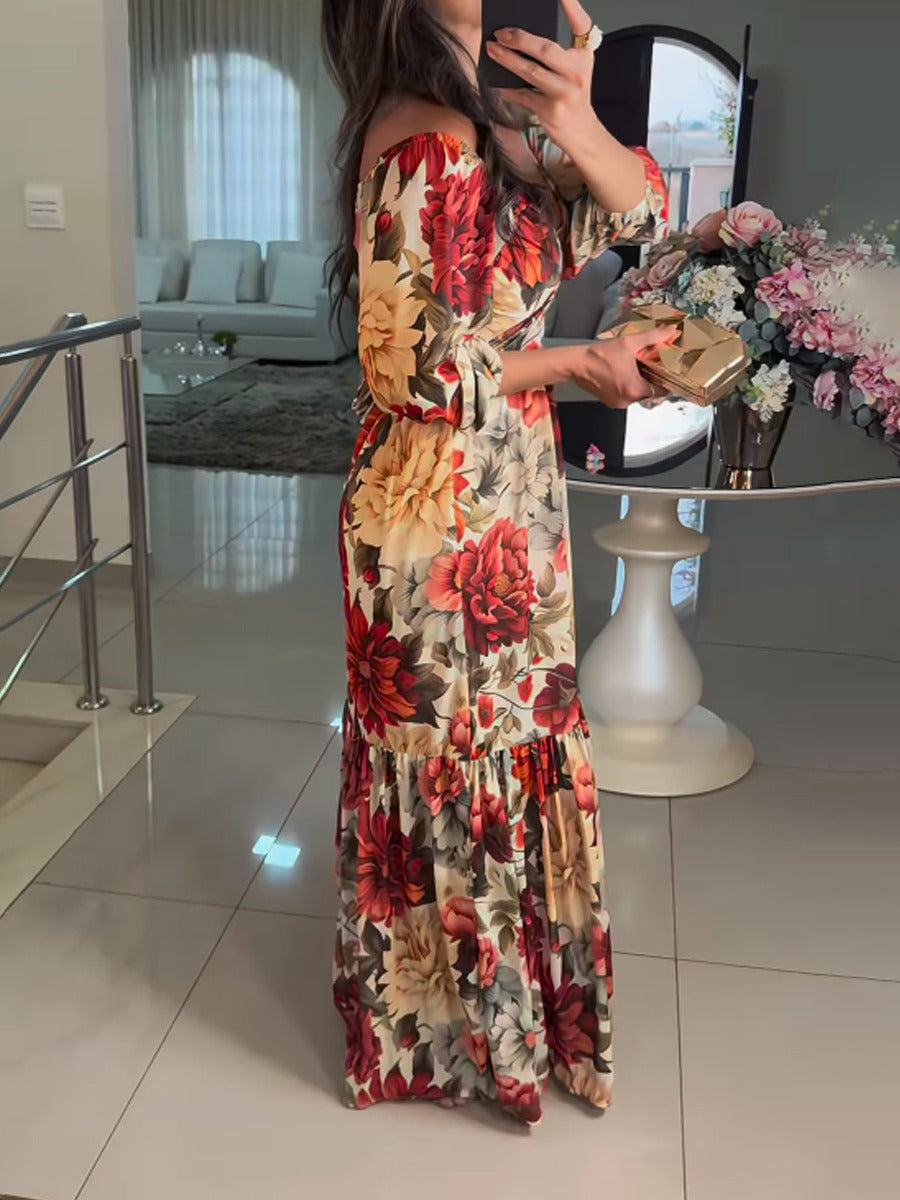 Fall Floral Long Sleeve Maxi Dress