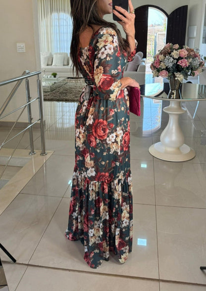 Fall Floral Long Sleeve Maxi Dress