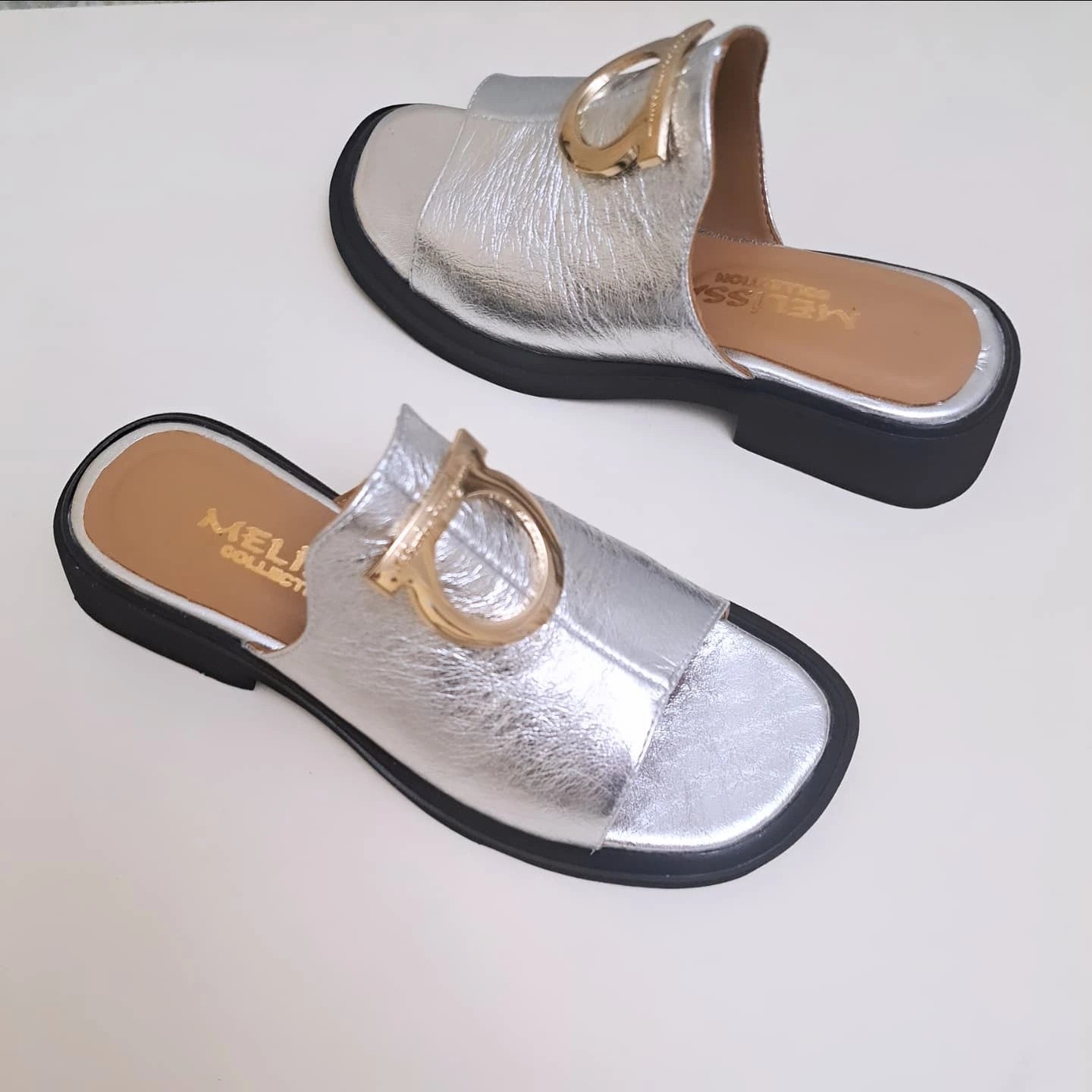 Glam Silver Slip-On Sandals