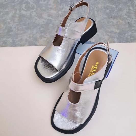 Elegant Shiny Metallic Strap Sandals