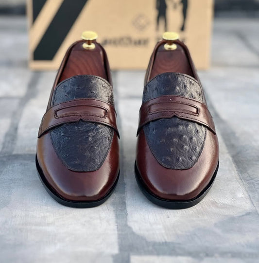 Elegant Brown & Black Leather Loafers