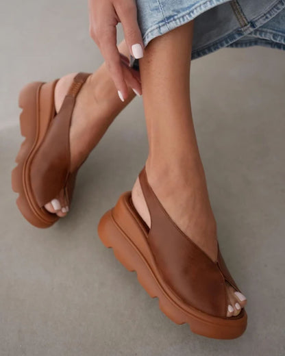Women's Retro Platform Peep Toe Sandals