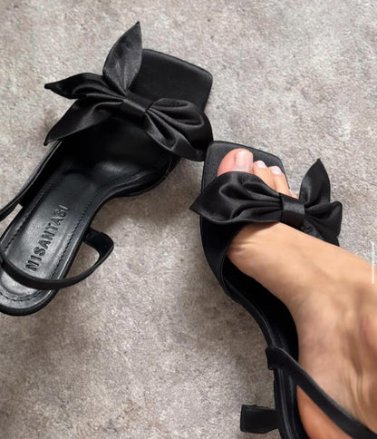 Satin Bow Detailed Women's High Heel Shoes
