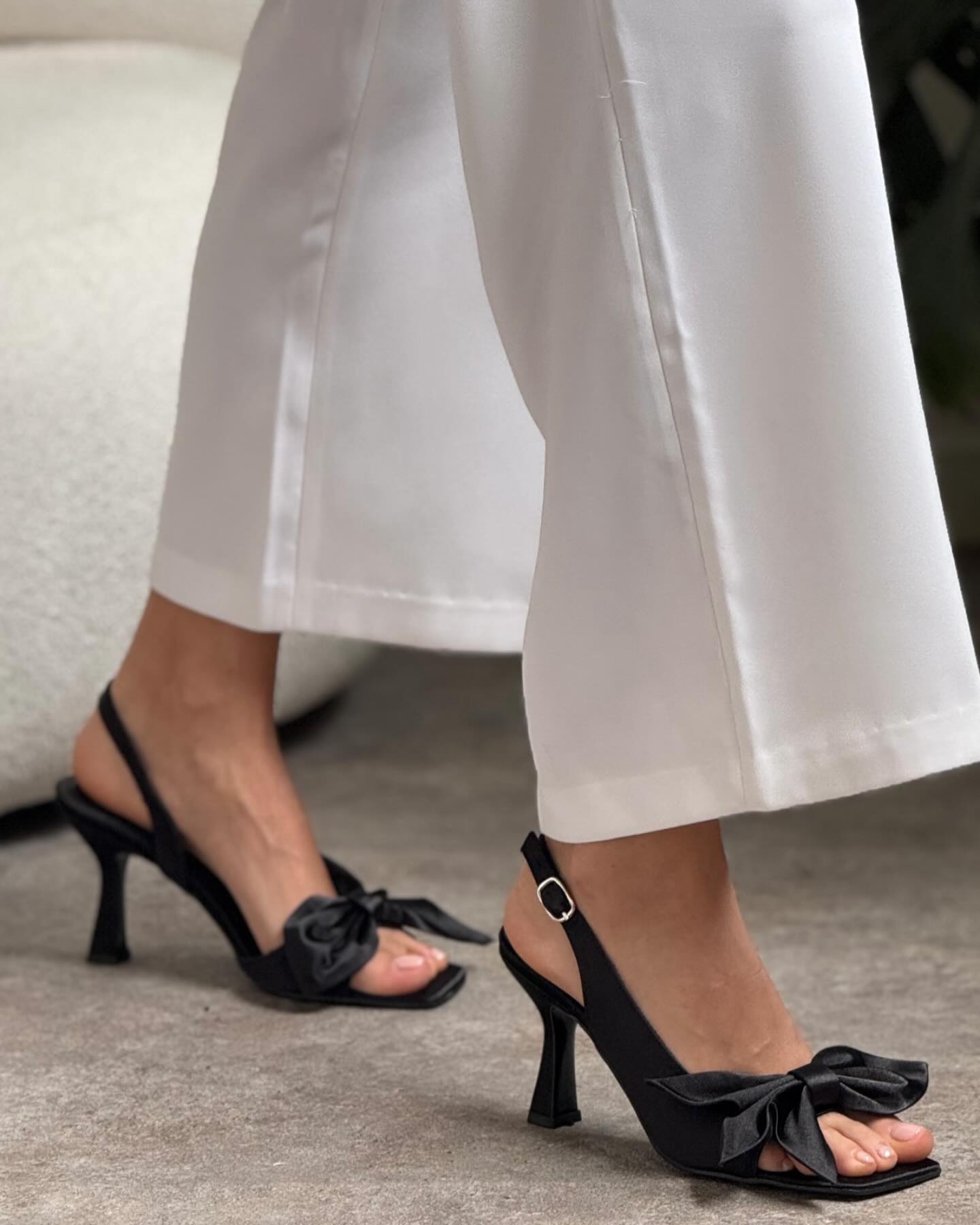 Satin Bow Detailed Women's High Heel Shoes