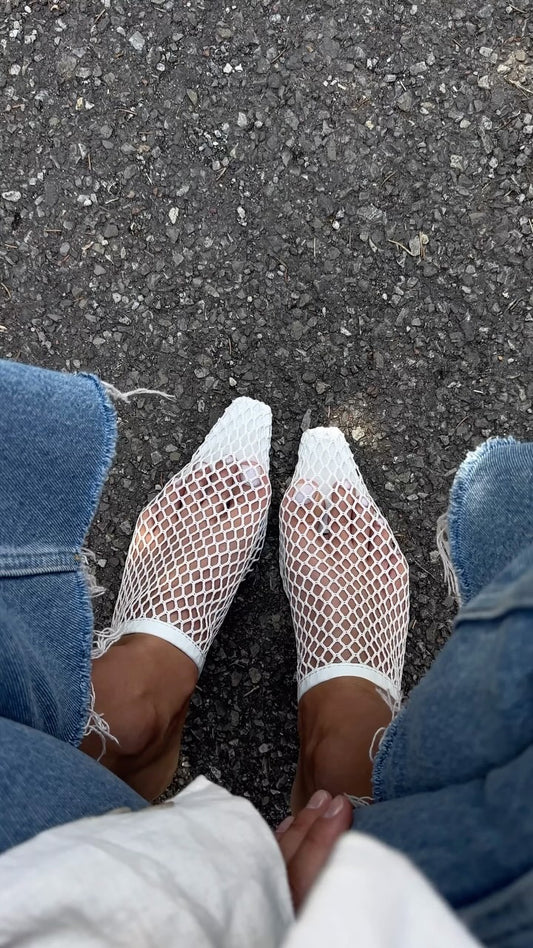 Modern Pointed Toe Mesh Heeled Mules