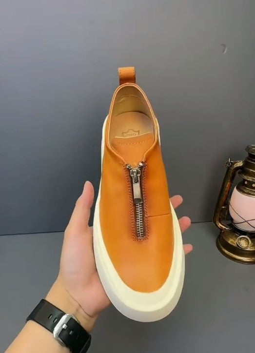 Handmade Retro Zipper Loafers