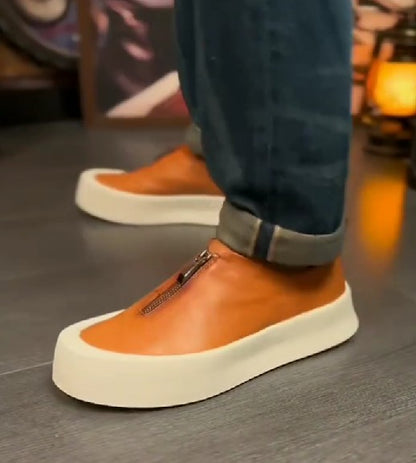 Handmade Retro Zipper Loafers